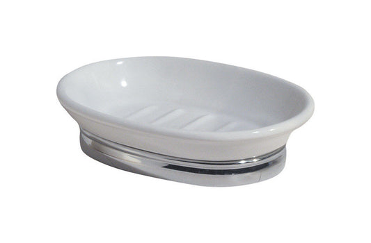 InterDesign York Oval Soap Dish 1.4 in. H x 4 in. W x 5.8 in. L Ceramic White Porcelain (Pack of 2)
