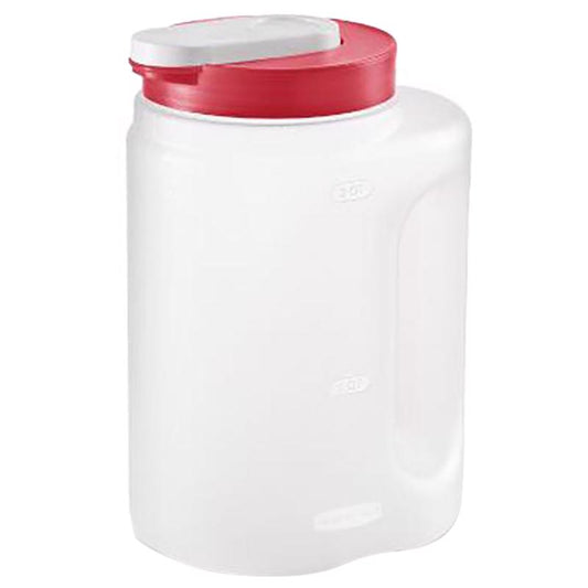 Rubbermaid Clear Plastic Round Mixing Bottle 2 qt. Capacity with Red Lid