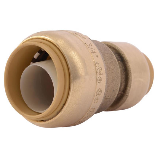 Shark Bite 200 PSI Lead-Free Brass Reducing Coupling 1/2 in. Outlet x 3/4 x 1/2 Dia. in. Push