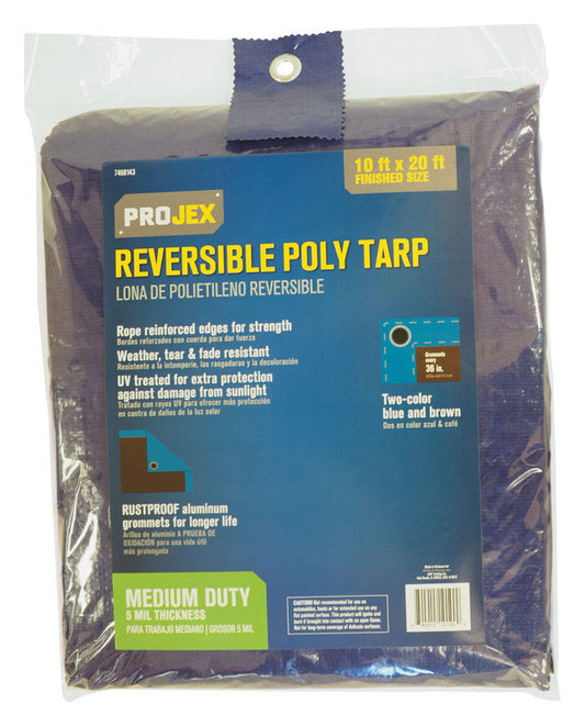 Projex 10 ft. W X 20 ft. L Medium Duty Polyethylene Reversible Tarp Blue/Brown