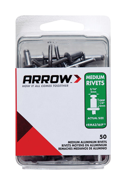 Arrow 3/16 in. D X 1/4 in. Aluminum Rivets Silver 15 pk