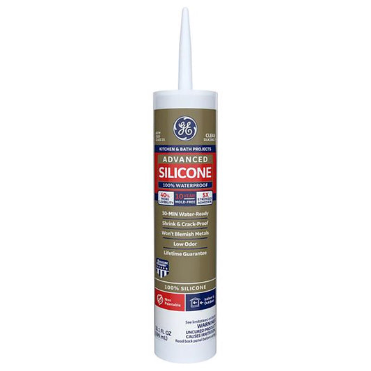GE Silicone 2 Clear Silicone 2 Kitchen and Bath Silicone 10.1 oz. (Pack of 12)