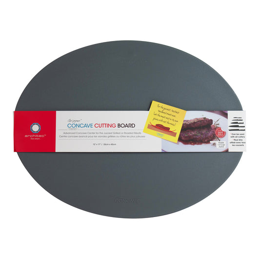 Architec 13 in. W x 17 in. L Textured Gray Polypropylene Concave Carving Board
