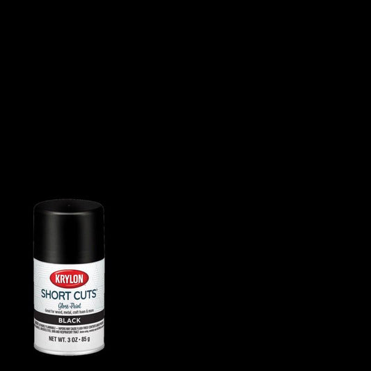 Krylon Short Cuts Gloss Black Spray Paint 3 oz. (Pack of 6)