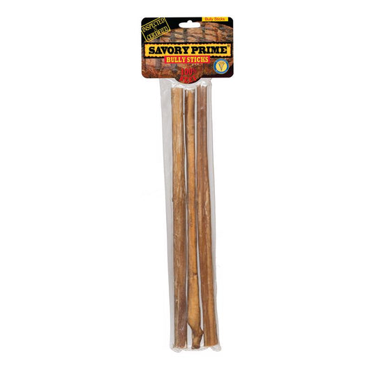 Savory Prime Beef Grain Free Bully Stick For Dogs 12 in. 3 pk