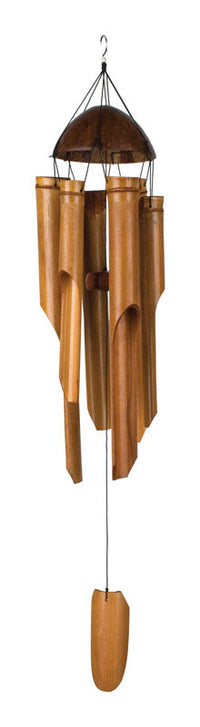 Woodstock Chimes Asli Arts Brown Bamboo 36 in. Half Coconut Wind Chime