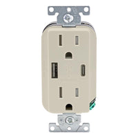 Leviton Decora 15 amps 125 V Type A/C Duplex Light Almond Outlet and USB Charger 5-15R 1 pk