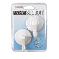 iDesign 2 in. L White Plastic Small and Medium Power Lock Suction! Hook 2 lb. cap. 2 pk