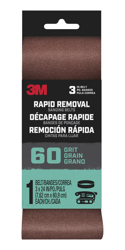 3M Rapid Removal 24 in. L x 3 in. W Aluminum Oxide Sanding Belt 60 Grit 1 pc.