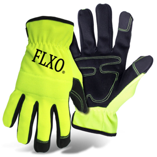 Boss FLXO Men's Outdoor Open Cuff Mechanic's Glove High-Vis Green L 1 pair