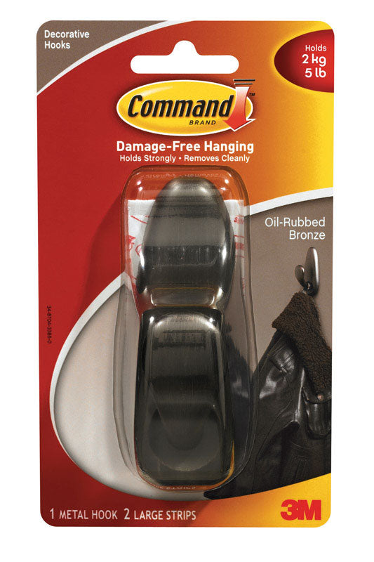 3M Command 4-1/8 in. L Oil Rubbed Bronze Metal Large Forever Classic Coat/Hat Hook 5 lb. cap. 1 pk