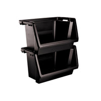 Starplast Black Storage Bin 14.4 in. H X 15.6 in. W X 28 in. D Stackable (Pack of 4)