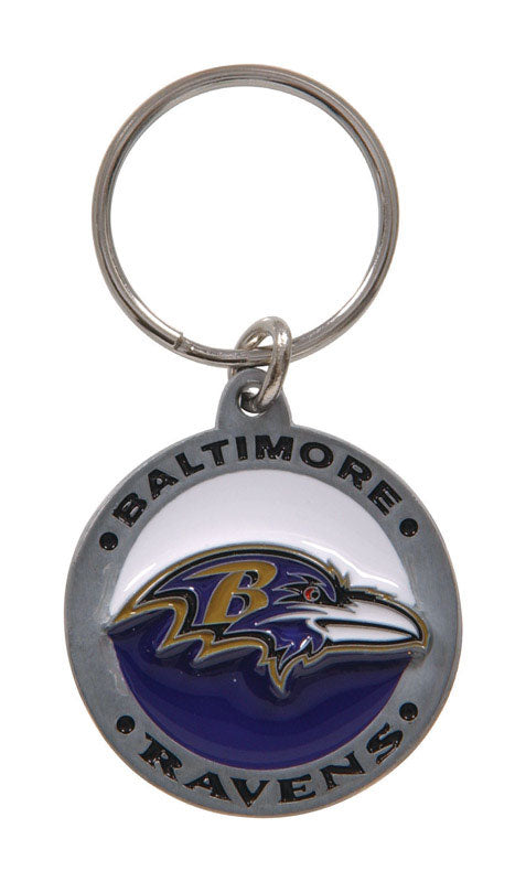 Hillman Baltimore Ravens Metal Silver Decorative Key Chain (Pack of 3)