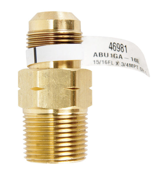Adaptador de gas de latón macho JMF de 15/16 pulg. con reborde y 3/4 pulg. de diámetro (paquete de 2)