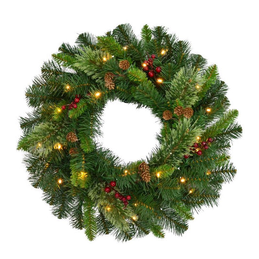 Celebrations Home 24 in. D LED Prelit Warm White Wreath (Pack of 4)