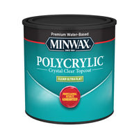 Minwax Polycrylic Protective Finish Transparent Flat Clear Water-Based Wood Stain 0.5 pt (Pack of 4)