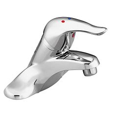 Chrome one-handle low arc bathroom faucet