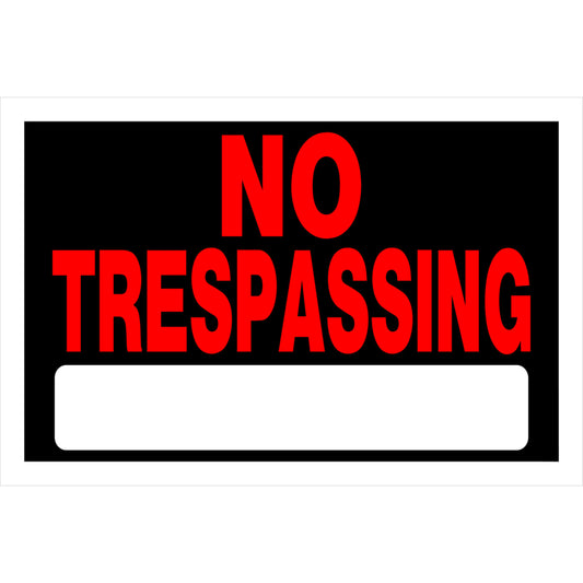 Hillman English Black No Trespassing Sign 8 in. H X 12 in. W (Pack of 6)