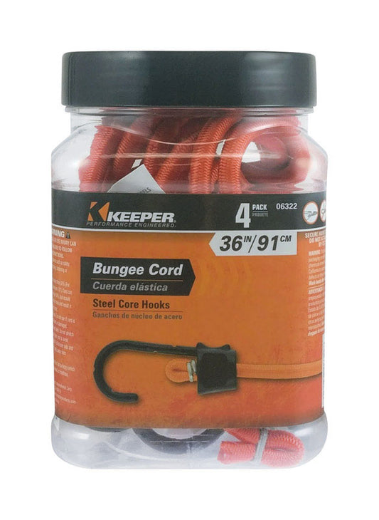 Keeper Black/Orange Bungee Cord 36 in. L X 0.374 in. 1 pk