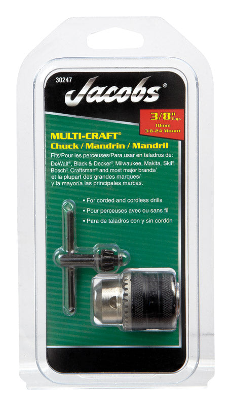 Jacobs 3/8 in. Drill Chuck 3/8 in. 3-Flat Shank 1 pc