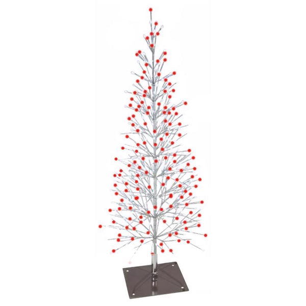 Árbol de abedul con luces LED rojas y blancas de 2,13 m para decoración de jardín