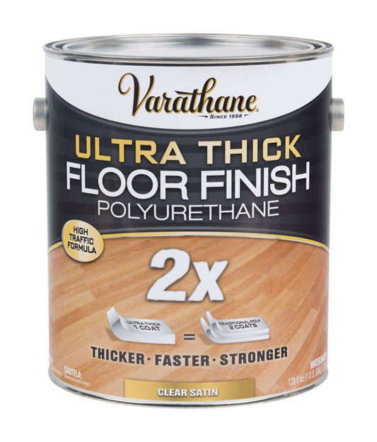 Varathane Transparent Satin Clear Water-Based Acrylic Urethane Floor Finish 1 gal (Pack of 2).