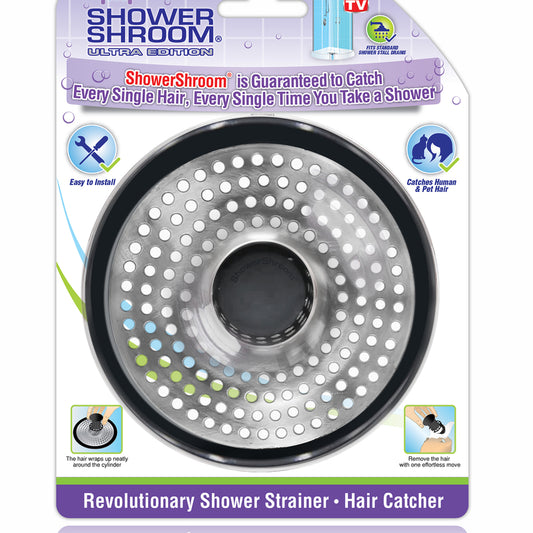 Shower Shroom Ultra Edition Gray/Silver Brushed Stainless Steel Drain Protector