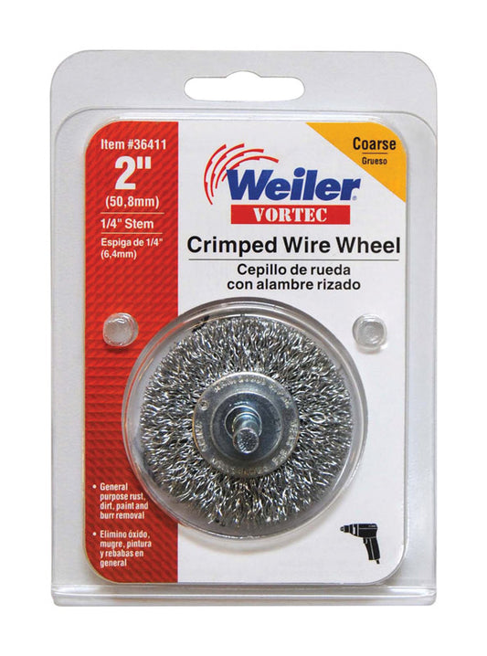 Weiler Vortec 2 in. Coarse Crimped Wire Wheel Carbon Steel 4500 rpm 1 pc