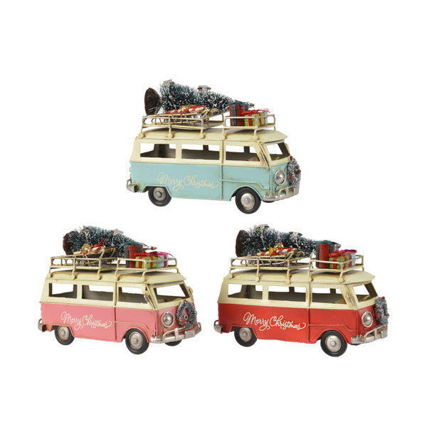 Decoris Assorted Iron Van with Gifts and Tree Indoor Christmas Decor 5 in. (Pack of 6)