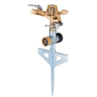 Melnor Metal Pulsating Sprinkler with Step Spike Adjustable Spray Coverage up to 85 ft Diameter