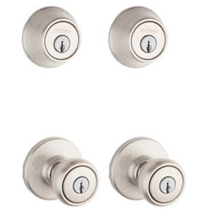 Kwikset Tylo Project Pack Combo Door Knob & Deadbolt Set in Satin Nickel  - Deal of The Week