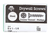 Hillman No. 6 X 1-1/4 in. L Phillips Drywall Screws 100 pk