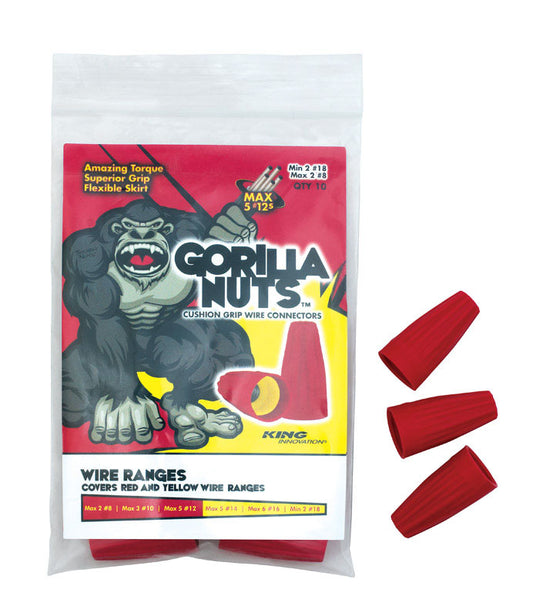 King Innovation Gorilla Nuts 18-8 AWG Copper Wire Wire Connector Red/Yellow 10 pk