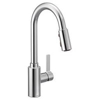 Chrome one-handle high arc pulldown kitchen faucet