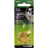 Hillman AnchorWire Brass-Plated Gold Brass Picture Hanger 40 lb. Professional 3 pk (Pack of 10)