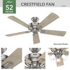 Hunter Crestfield 52 in. Brushed Nickel LED Indoor Ceiling Fan