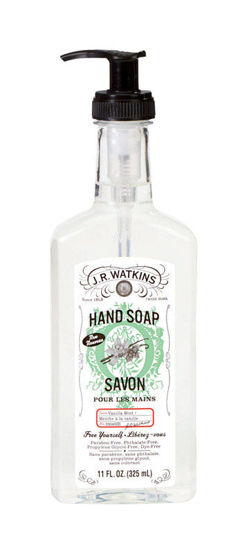 J.R. Watkins Vanilla Mint Scent Liquid Hand Soap 11 (Pack of 6)