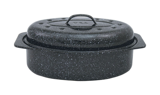 Columbian Home Graniteware Ceramic Over Steel Covered Roaster 7 Black (Pack of 6)