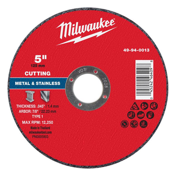 Milwaukee 5 in. D X 7/8 in. X .045 in. thick Metal Cut-Off Wheel 1 pk