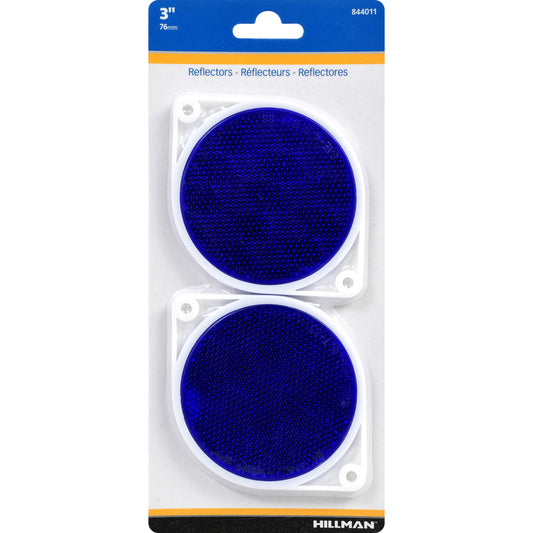 Hillman 3 in. Round Blue Reflectors 2 pk (Pack of 6)