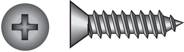 HILLMAN No. 6 Ga. X 0.5 in. L Phillips Flat Head Sheet Metal Screws 100 pk