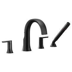 Matte black two-handle high arc roman tub faucet