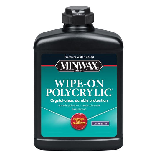 Minwax Wipe-On Poly Satin Clear Water-Based Latex Polyurethane Stain 2 pt. (Pack of 4)
