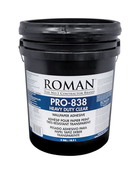 Roman PRO-838 Heavy Duty Clear High Strength Modified Starches Clear Wallpaper Adhesive 5 gal - Open Box