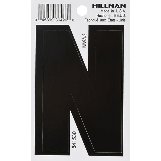 Hillman 3 in. Black Vinyl Self-Adhesive Letter No 1 pc (Pack of 6)