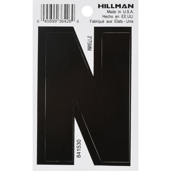 Letra autoadhesiva de vinilo negro Hillman de 3 pulgadas, n.º 1 pieza (paquete de 6)