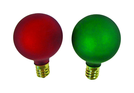 Celebrations Incandescent G40 Globe Green/Red 2 ct Replacement Christmas Light Bulbs