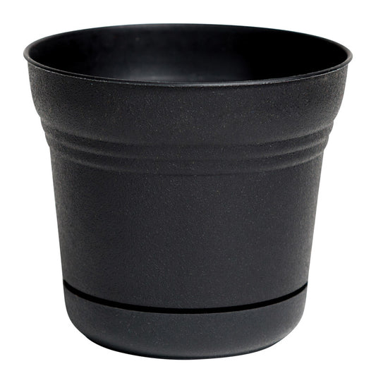 Bloem Saturn 4.5 in. H X 5 in. D Plastic Flower Pot Black