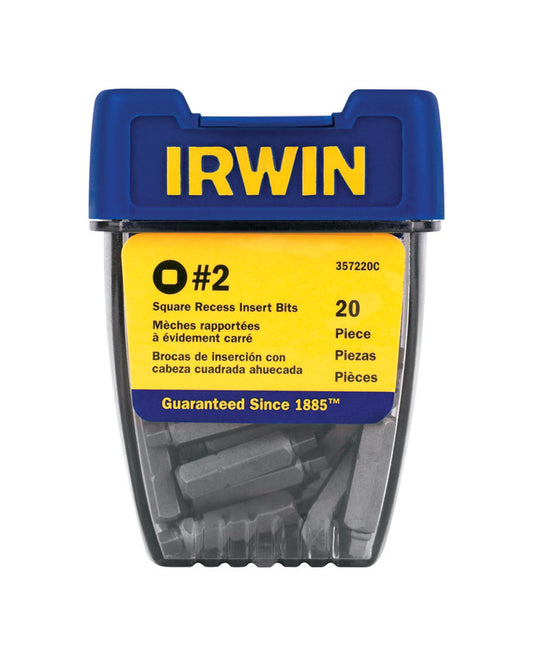 Irwin Square #2 X 1 in. L Insert Bit Steel 20 pc