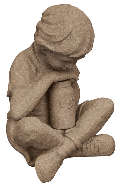 Estatua de niño de la naturaleza: apariencia de piedra arenisca natural, 16" de altura